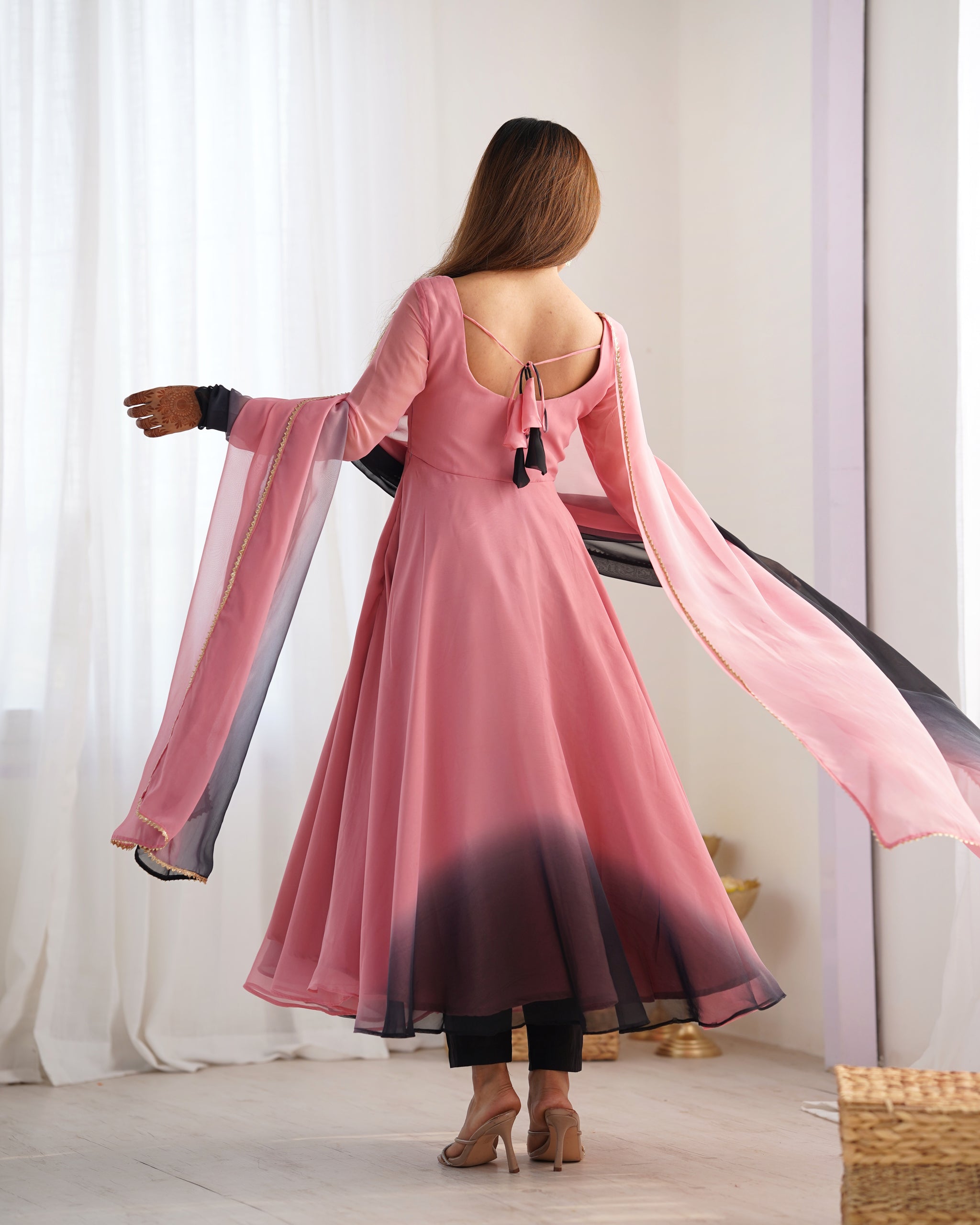 Onion Pink Color Georgette Three Piece Anarkali Suit subhvastra Onion Pink Color Georgette Three Piece Anarkali Suit subhvastra