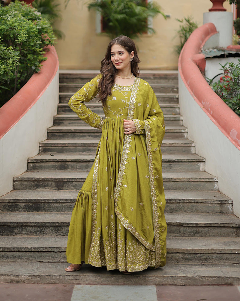 Parrot Color Designer Three Piece Sharara Suit