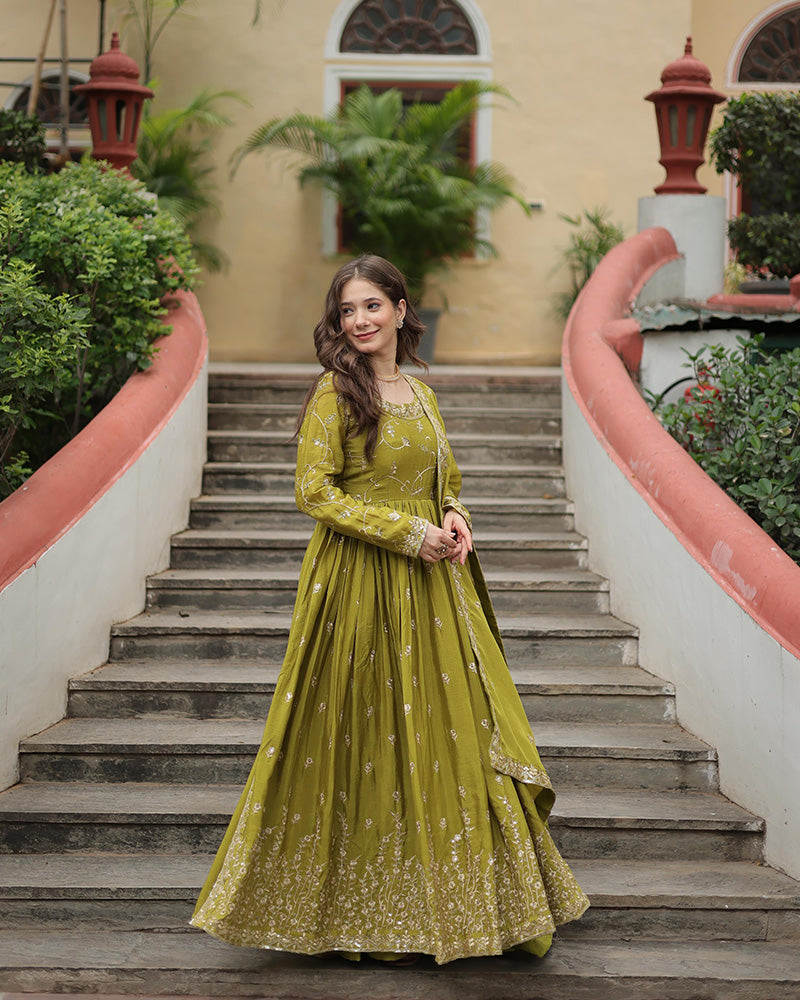 Parrot Color Designer Three Piece Sharara Suit