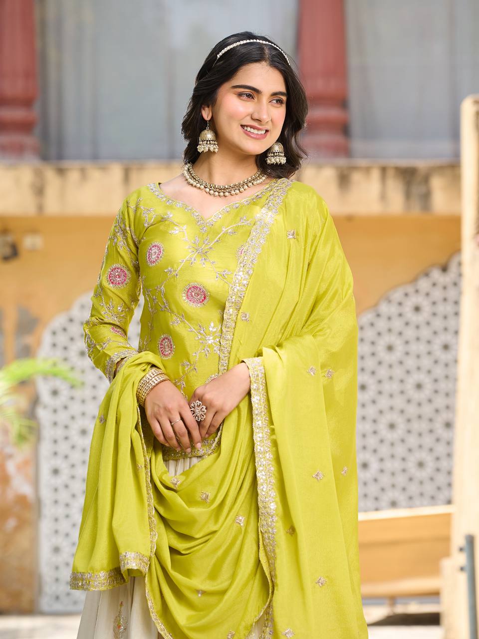 Yellow Color Wedding Wear Zari Sequins Embroidery Work Lehenga Choli