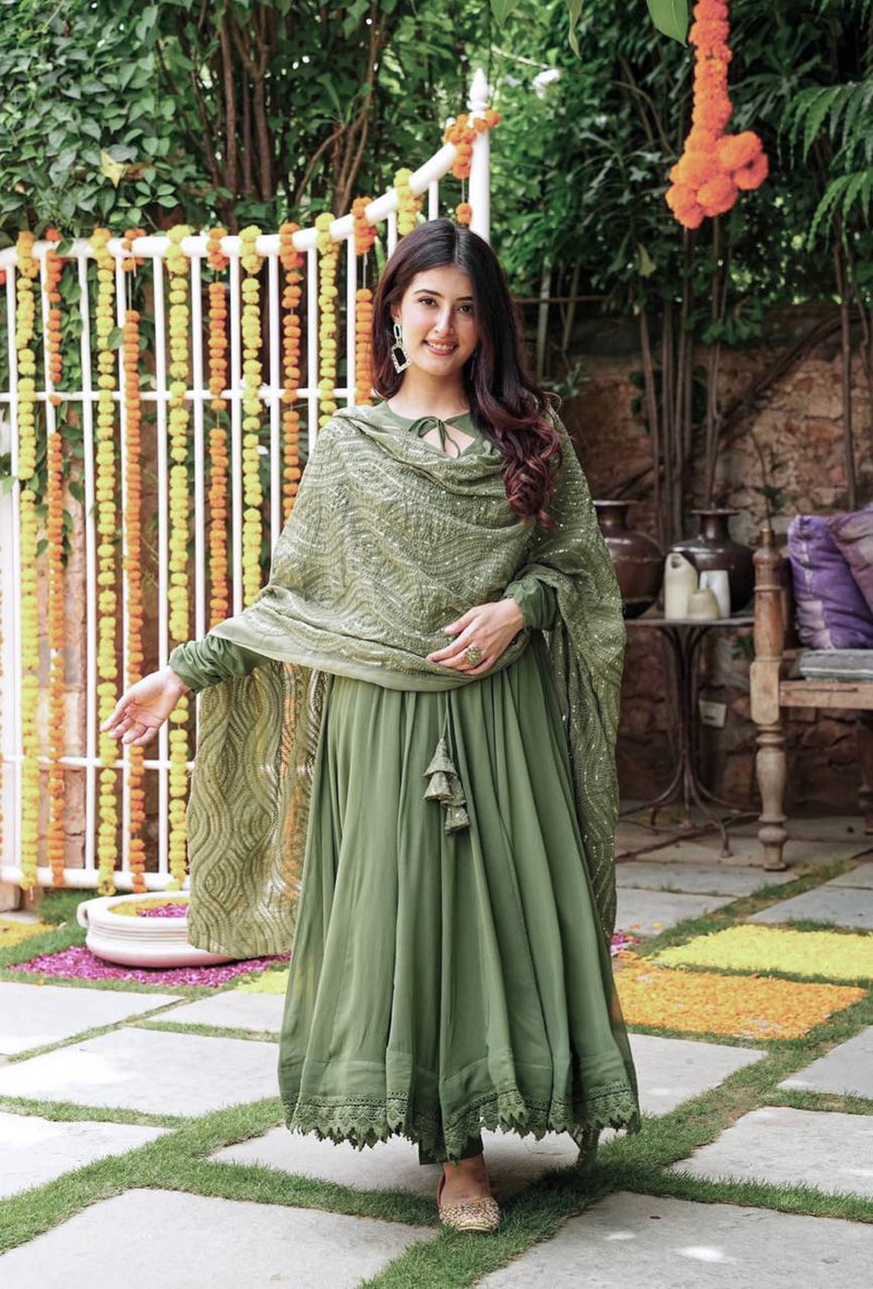 Buy Ceremony Wear Mehndi Colour Beautiful Lehenga Choli | keerramnx