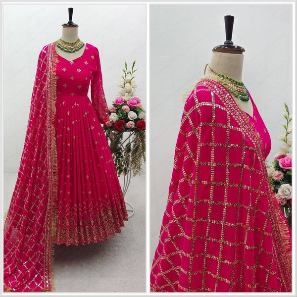 Gorgeous Pink Color Sequence Work Anarkali Suit