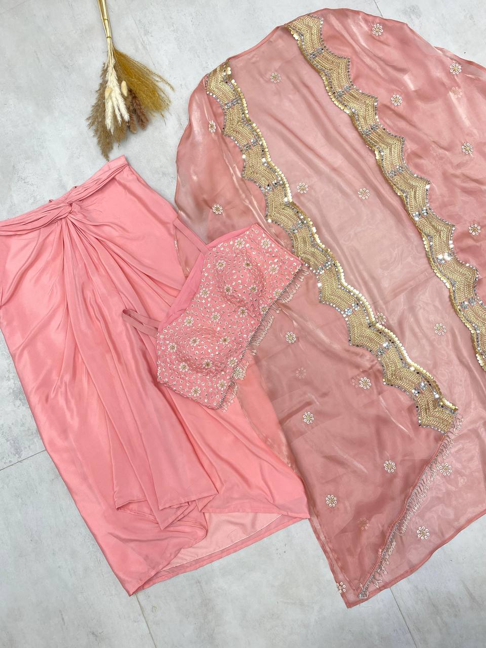 Peach Colour Indowestern Dhoti Suit With Shrug