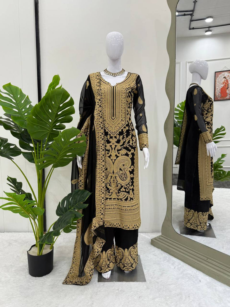 Embroidered Black & Gold Eid Suit Pakistani Salwar Suit Kameez Dress