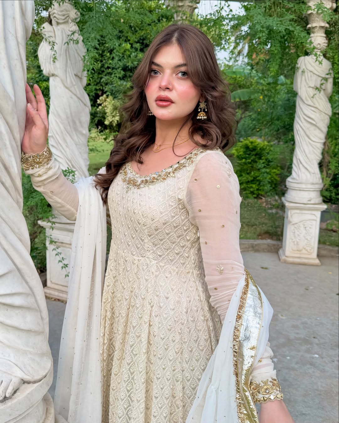 Pretty White Color Sequence Work Anarkali Gown