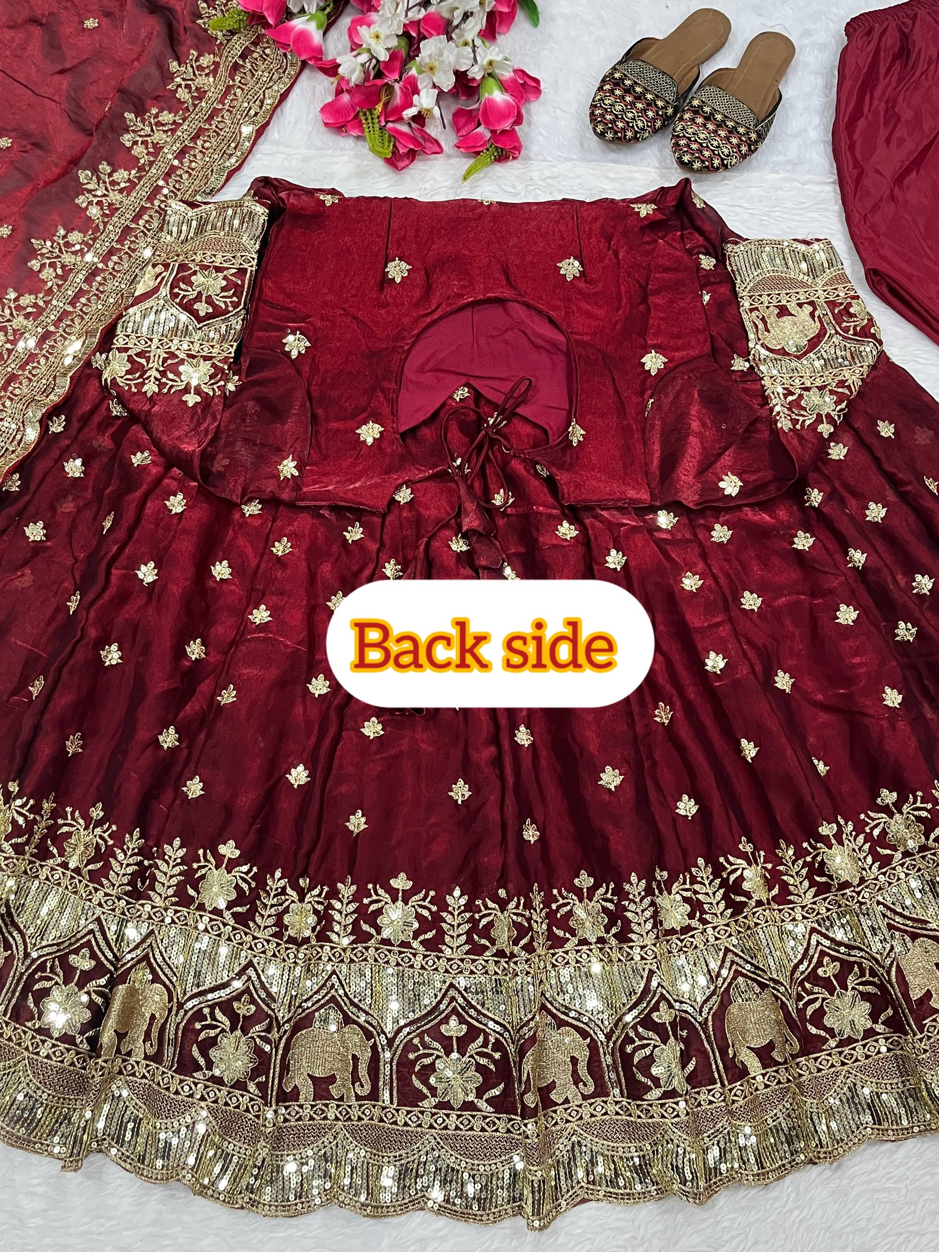Maroon Sequin Embroidered Anarkali Suit with Dupatta
