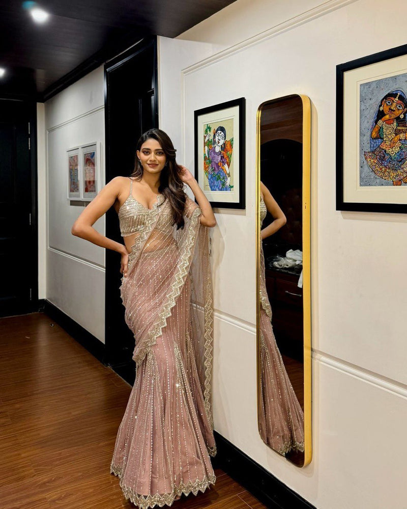 Blushed Drape Luxe Sequin Soft Butterfly Lehenga Saree
