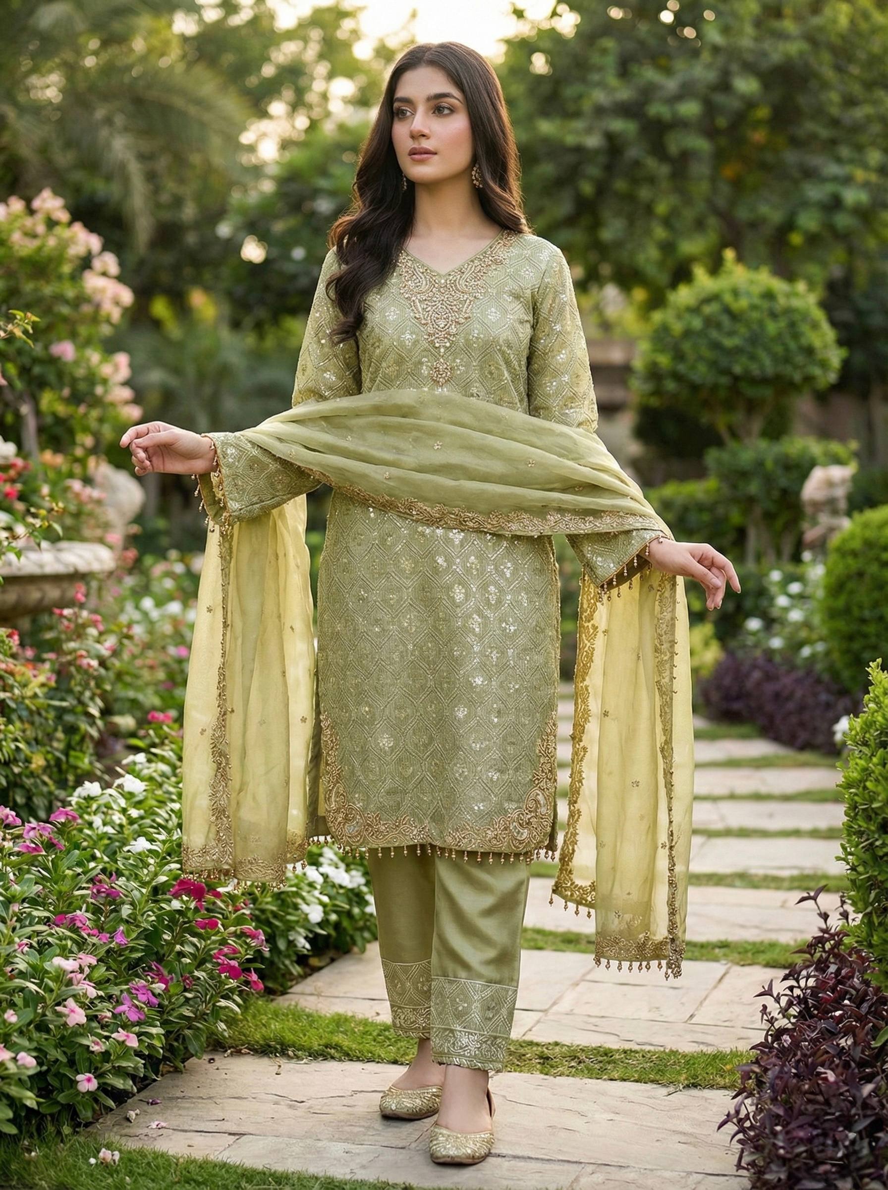 Eid Elegance Premium Embroidered Salwar Suit With Dupatta