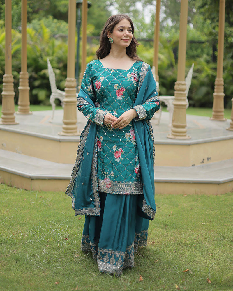 Rama Color Chinnon Printed Plazzo Suit