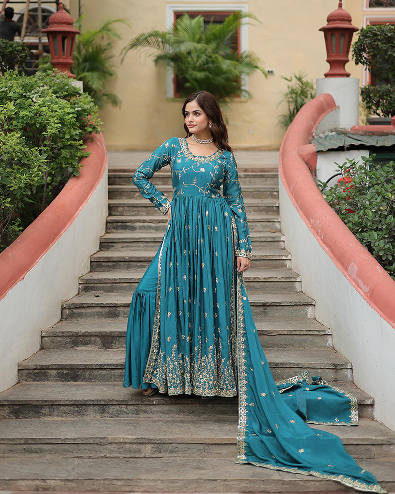 Rama Color Designer Three Piece Sharara Suit