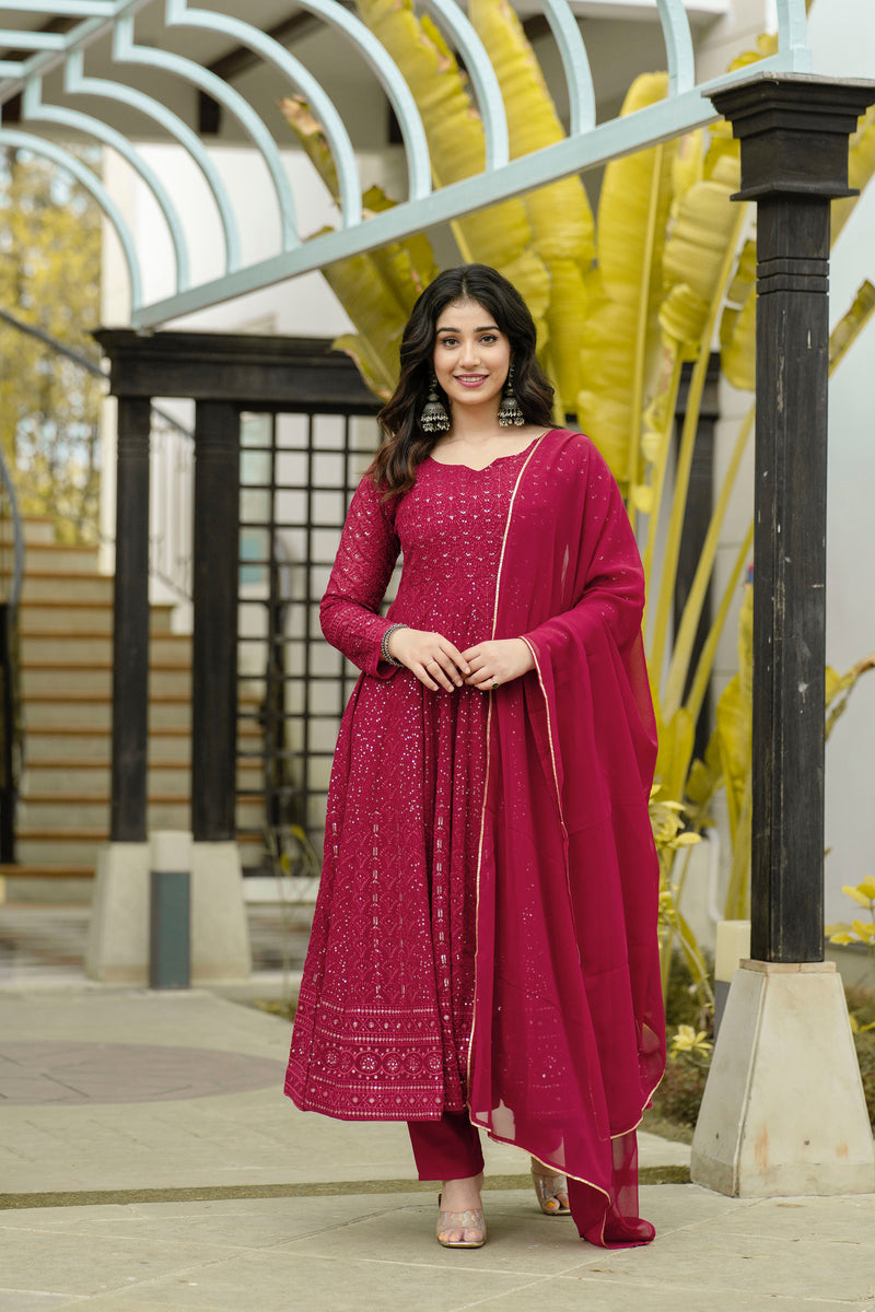 Maroon anarkali suit hotsell