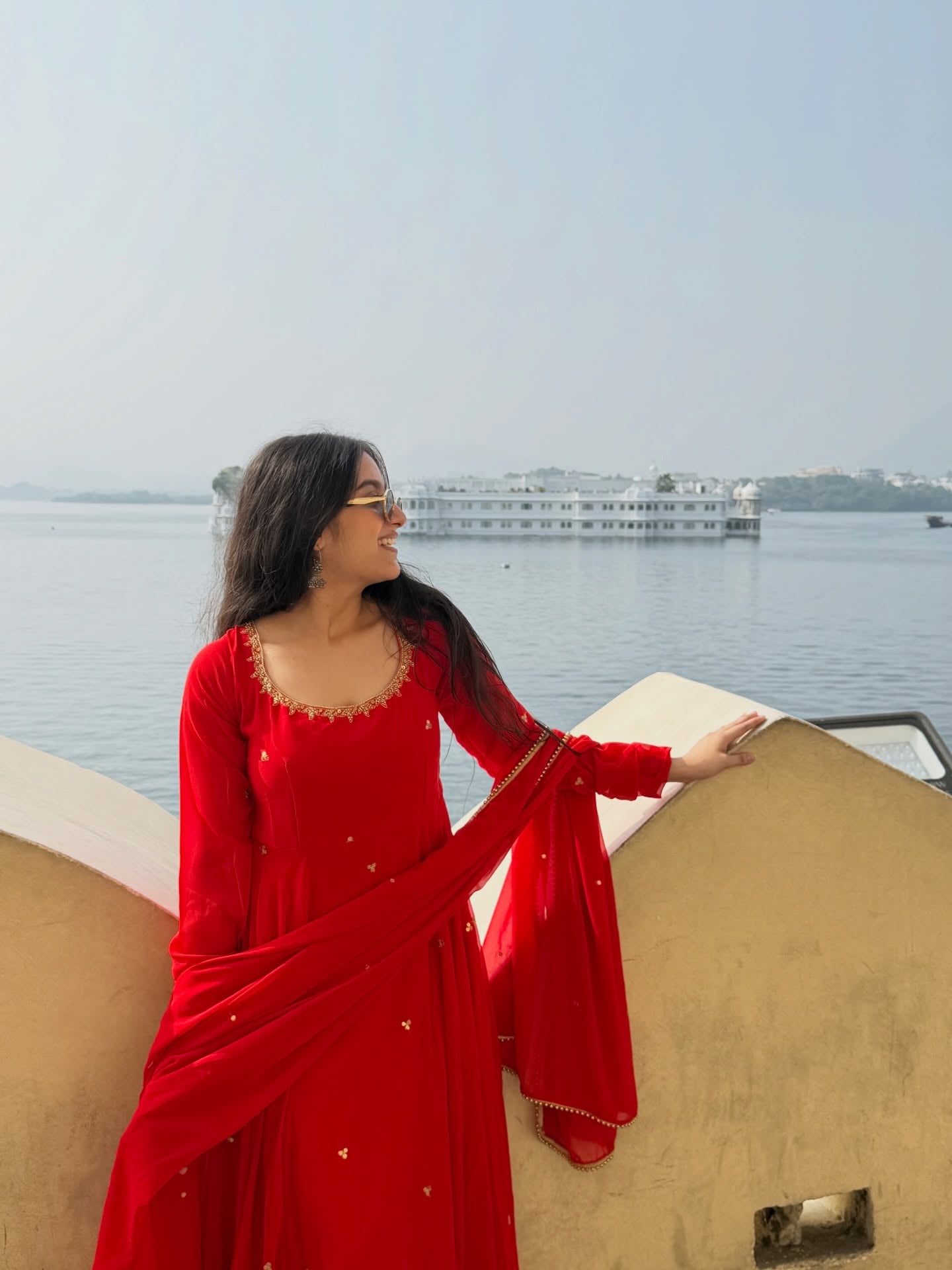 Karwa Chauth Special Soumya Sharma Inspired Red Handwork Anarkali Suit Set