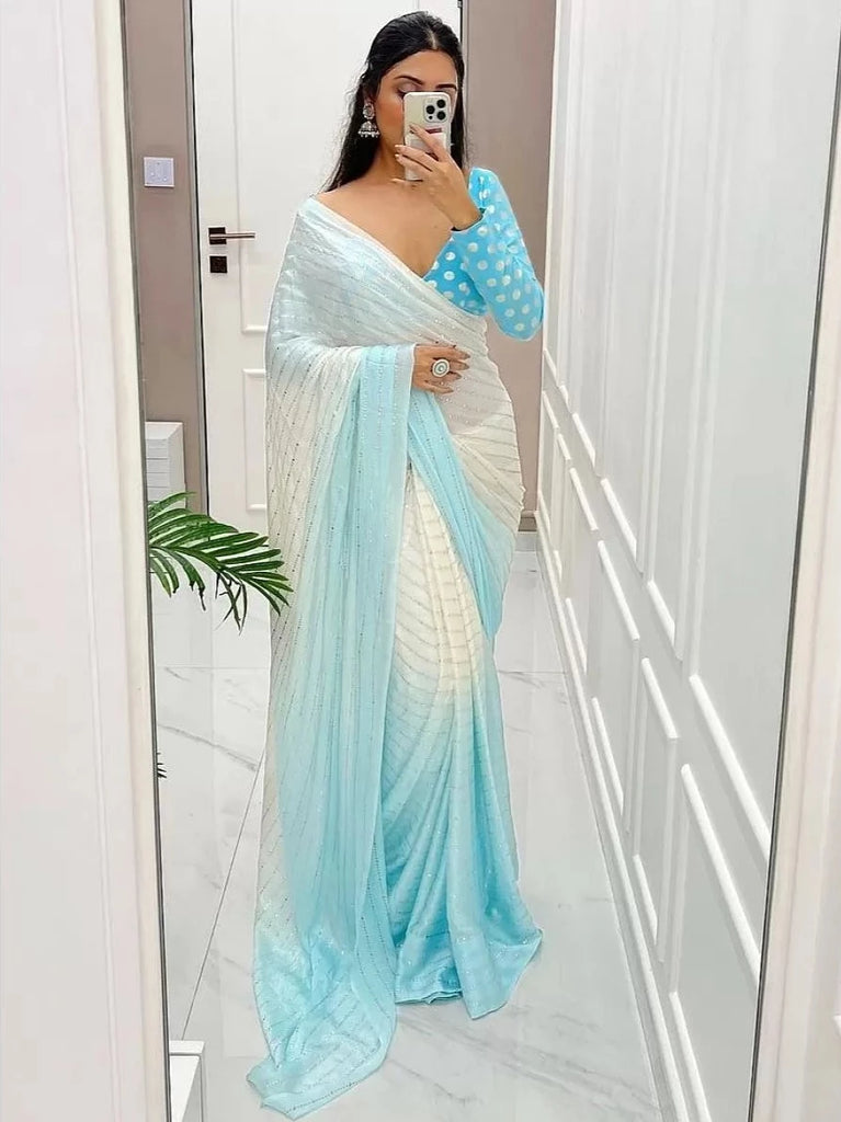 Flawless Clicks Of Sreeleela In White Designer Saree