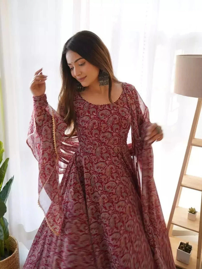 Poly Cotton Turquoise Printed Stitched Anarkali Kurti - ZV226 | Long dress  design, Cotton kurti designs, Frock for women